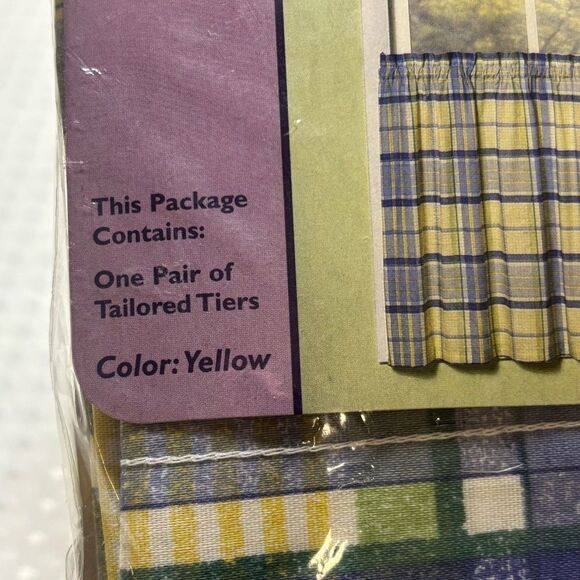 Vintage Home Essentials Holden Plaid Tailored Tiers Curtains Set of 2 New in Pkg - Picture 5 of 8